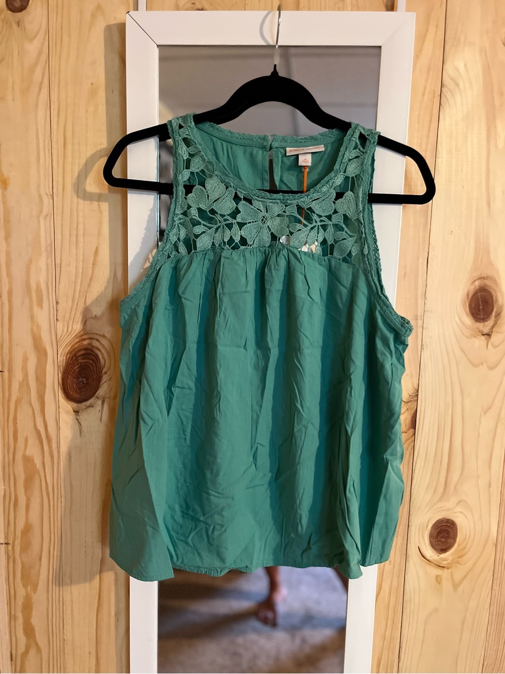 Knox Rose Teal Floral Lace Tank Top NWT